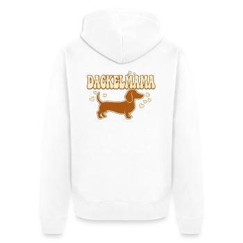 Dackelmama Shirt | Stolze Dackel Mama Geschenk  - Unisex Premium Bio Zip Hoodie - Weiß - Hinten - Thijin (182cm)