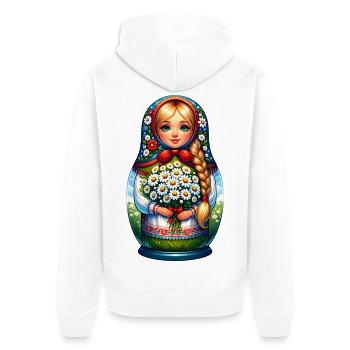 Matryoshka in Russian Matryoshka Doll Russian - Unisex Premium Organic Zip Hoodie - white - Back - Thijin (182cm)
