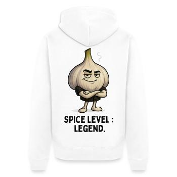 Knoblauch Legend Level Garlic Motiv Illustration - Unisex Premium Bio Zip Hoodie - Weiß - Hinten - Thijin (182cm)