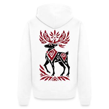 Nordic Tribal Hirsch – Winter Wald Deko Design - Unisex Premium Bio Zip Hoodie - Weiß - Hinten - Thijin (182cm)
