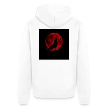 Loup hurle sous Lune Rouge - Veste à capuche bio Premium Unisexe - blanc - Dos - Thijin (182cm)