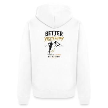 Besser als Gestern Berglauf - Unisex Premium Bio Zip Hoodie - Weiß - Hinten - Thijin (182cm)