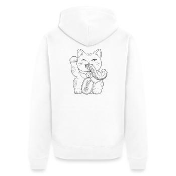 Bakeneko schwarz - Unisex Premium Bio Zip Hoodie - Weiß - Hinten - Thijin (182cm)
