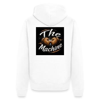 The Machine Boxing - Unisex Premium Bio Zip Hoodie - Weiß - Hinten - Thijin (182cm)