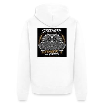 Pouvoir dans le silence : Focus Design - Veste à capuche bio Premium Unisexe - blanc - Dos - Thijin (182cm)