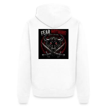 Stierkopf mit gekreuzten Schwertern - Unisex Premium Bio Zip Hoodie - Weiß - Hinten - Thijin (182cm)