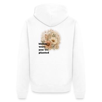 Blumenzeit Vintage Bouquet - Unisex Premium Bio Zip Hoodie - Weiß - Hinten - Thijin (182cm)