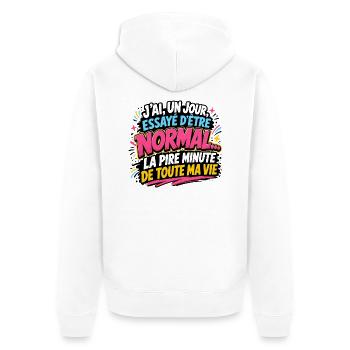 J’ai essayé d’être normal - Veste à capuche bio Premium Unisexe - blanc - Dos - Thijin (182cm)
