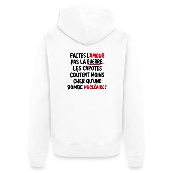 Faites l’amour, pas la guerre - Veste à capuche bio Premium Unisexe - blanc - Dos - Thijin (182cm)