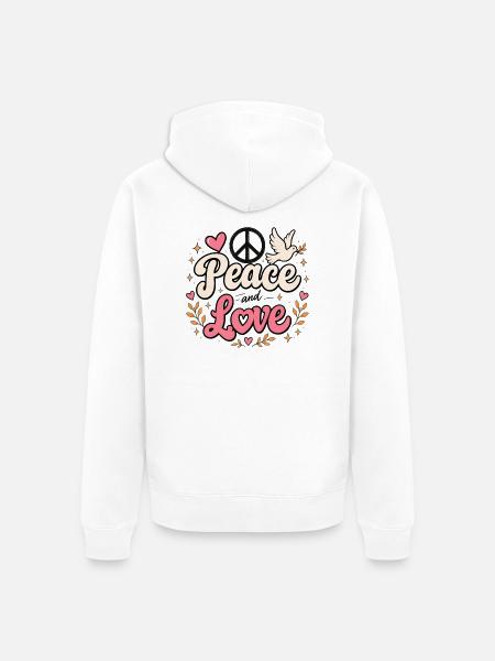 Frieden und Liebe - Unisex Premium Bio Zip Hoodie - Weiß