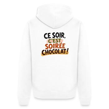 Ce soir, c'est soirée chocolat ! - Veste à capuche bio Premium Unisexe - blanc - Dos - Thijin (182cm)