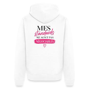 Mes standards ne sont pas négociables - Veste à capuche bio Premium Unisexe - blanc - Dos - Thijin (182cm)