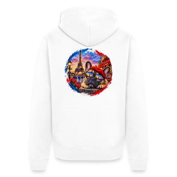 Paris Französische Bulldogge  - Unisex Premium Bio Zip Hoodie - Weiß - Hinten - Thijin (182cm)