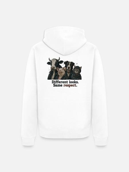 Same Respect – Cooles Statement für Tierfreunde - Unisex Premium Bio Zip Hoodie - Weiß