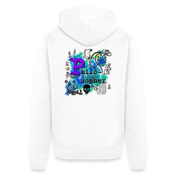 The Philosopher - Unisex Premium Bio Zip Hoodie - Weiß - Hinten - Thijin (182cm)