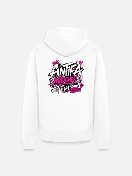 Antifa Mädchen - Unisex Premium Bio Zip Hoodie - Weiß