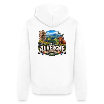 Auvergne – Land der Vulkane - Unisex Premium Bio Zip Hoodie - Weiß - Hinten - Thijin (182cm)