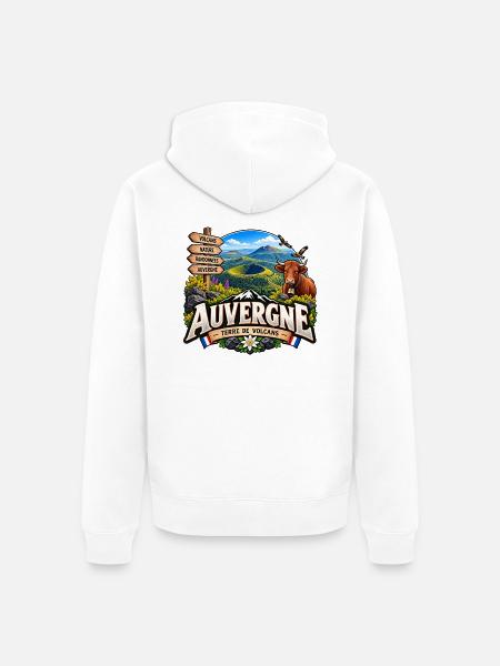 Auvergne – Land der Vulkane - Unisex Premium Bio Zip Hoodie - Weiß