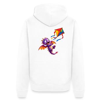 Drachenfest - Sie fliegen wieder im Herbst - Unisex Premium Bio Zip Hoodie - Weiß - Hinten - Thijin (182cm)