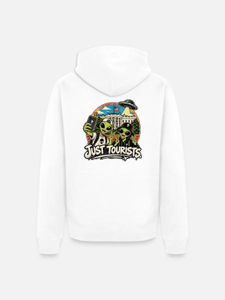 Alien Selfie – Just Tourists - Unisex Premium Bio Zip Hoodie - Weiß
