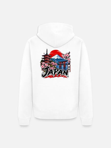 Japan – Fuji, Sakura & Tradition - Unisex Premium Bio Zip Hoodie - Weiß
