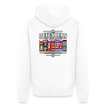 VERTEIDIGER EUROPAS - Unisex Premium Bio Zip Hoodie - Weiß - Hinten - Thijin (182cm)