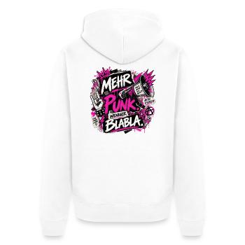 Mehr Punk Weniger Blabla - Unisex Premium Bio Zip Hoodie - Weiß - Hinten - Thijin (182cm)