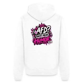 AfD? Nicht mein Humor - Unisex Premium Bio Zip Hoodie - Weiß - Hinten - Thijin (182cm)