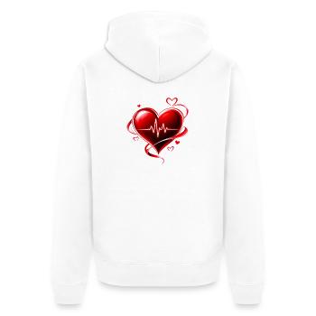 Herzschlag Liebespuls - Unisex Premium Bio Zip Hoodie - Weiß - Hinten - Thijin (182cm)