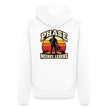 Phase meines Lebens – Elektriker Retro - Unisex Premium Bio Zip Hoodie - Weiß - Hinten - Thijin (182cm)