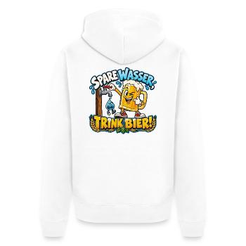 Spare Wasser, trink Bier! – Lustiger Bierkrug - Unisex Premium Bio Zip Hoodie - Weiß - Hinten - Thijin (182cm)