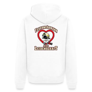 Feuerwehrmann aus Leidenschaft – Schlauchherz - Unisex Premium Bio Zip Hoodie - Weiß - Hinten - Thijin (182cm)