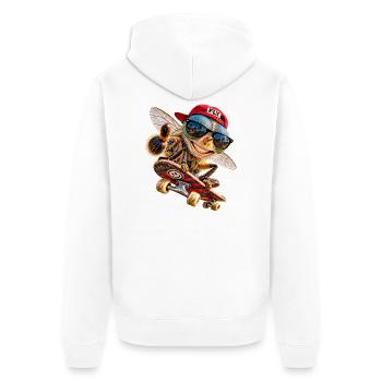 "Fly with me" - Unisex Premium Bio Zip Hoodie - Weiß - Hinten - Thijin (182cm)