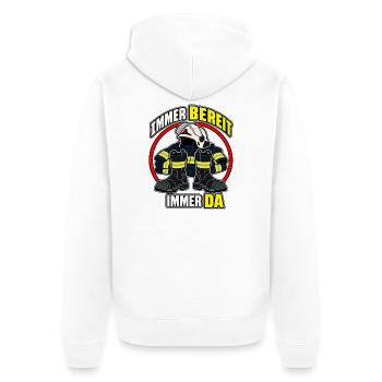 Feuerwehr – Immer bereit, immer da - Unisex Premium Bio Zip Hoodie - Weiß - Hinten - Thijin (182cm)