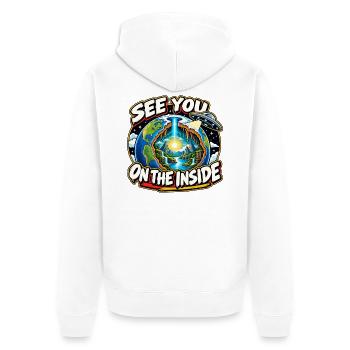 See You On The Inside – Hollow Earth - Unisex Premium Bio Zip Hoodie - Weiß - Hinten - Thijin (182cm)