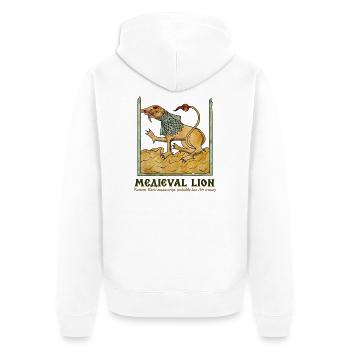 MITTELALTERLICHES LÖWEN-Ostslawisches Manuskript - Unisex Premium Bio Zip Hoodie - Weiß - Hinten - Thijin (182cm)