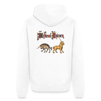 Mittelalterliche Einhörner - Unisex Premium Bio Zip Hoodie - Weiß - Hinten - Thijin (182cm)