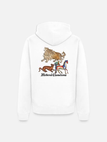Mittelalterliche Chamäleons - Unisex Premium Bio Zip Hoodie - Weiß