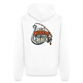 Mein Wochenende hat einen Haken – Lustiges Retro-A - Unisex Premium Bio Zip Hoodie - Weiß - Hinten - Thijin (182cm)