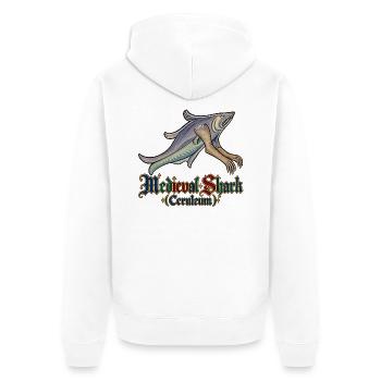 Mittelalterlicher Hai (Ceruleum) - Unisex Premium Bio Zip Hoodie - Weiß - Hinten - Thijin (182cm)
