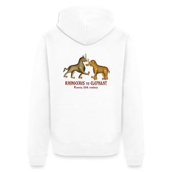 Nashorn vs. Elefant – Russland im fünfzehnten Jahrhundert - Unisex Premium Bio Zip Hoodie - Weiß - Hinten - Thijin (182cm)