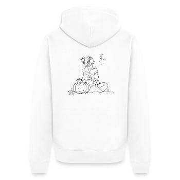 Frau Silhouette Illustration Einstrichzeichnung - Unisex Premium Bio Zip Hoodie - Weiß - Hinten - Thijin (182cm)