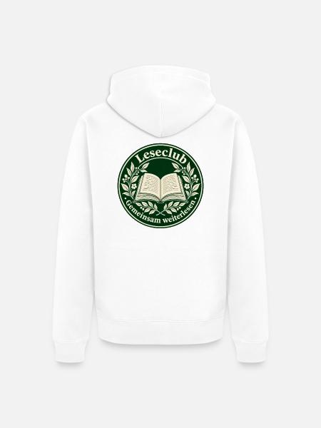 Leseclub-Siegel: Gemeinsam weiterlesen - Unisex Premium Bio Zip Hoodie - Weiß