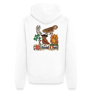 Verzierte mittelalterliche Eulen - Unisex Premium Bio Zip Hoodie - Weiß - Hinten - Thijin (182cm)