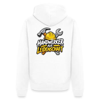 Handwerker aus Leidenschaft – Handwerker Design - Unisex Premium Bio Zip Hoodie - Weiß - Hinten - Thijin (182cm)