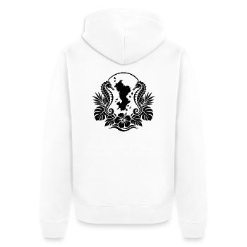 Mayotte Seepferdchen Floral Black - Unisex Premium Bio Zip Hoodie - Weiß - Hinten - Thijin (182cm)