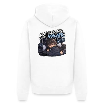 Nicht Schlafen 99% AFK Gamer - Unisex Premium Bio Zip Hoodie - Weiß - Hinten - Thijin (182cm)