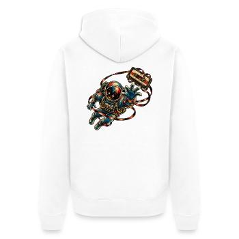KOSMISCHER ROCKER | Mixtape - Unisex Premium Bio Zip Hoodie - Weiß - Hinten - Thijin (182cm)