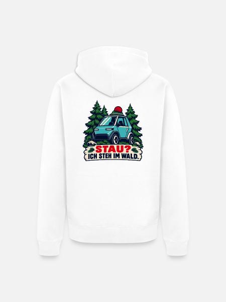 Stau? Ich steh im Wald - Unisex Premium Bio Zip Hoodie - Weiß