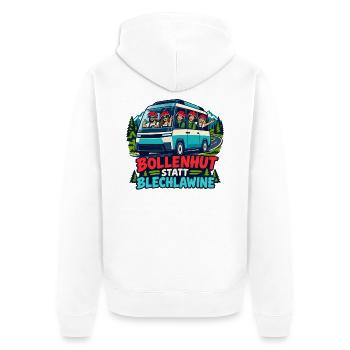 Bollenhut Busreise Abenteuer - Unisex Premium Bio Zip Hoodie - Weiß - Hinten - Thijin (182cm)